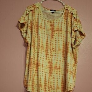 AVA Women's Orange Tie-Dye Short Sleeve Top